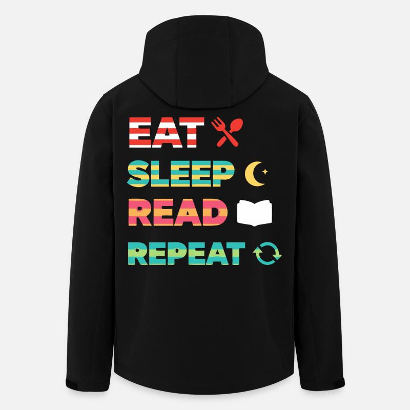 Eat Sleep Read Repeat Bookworm - Men’s Recycled Softshell Jacket by Stanley/Stella - black