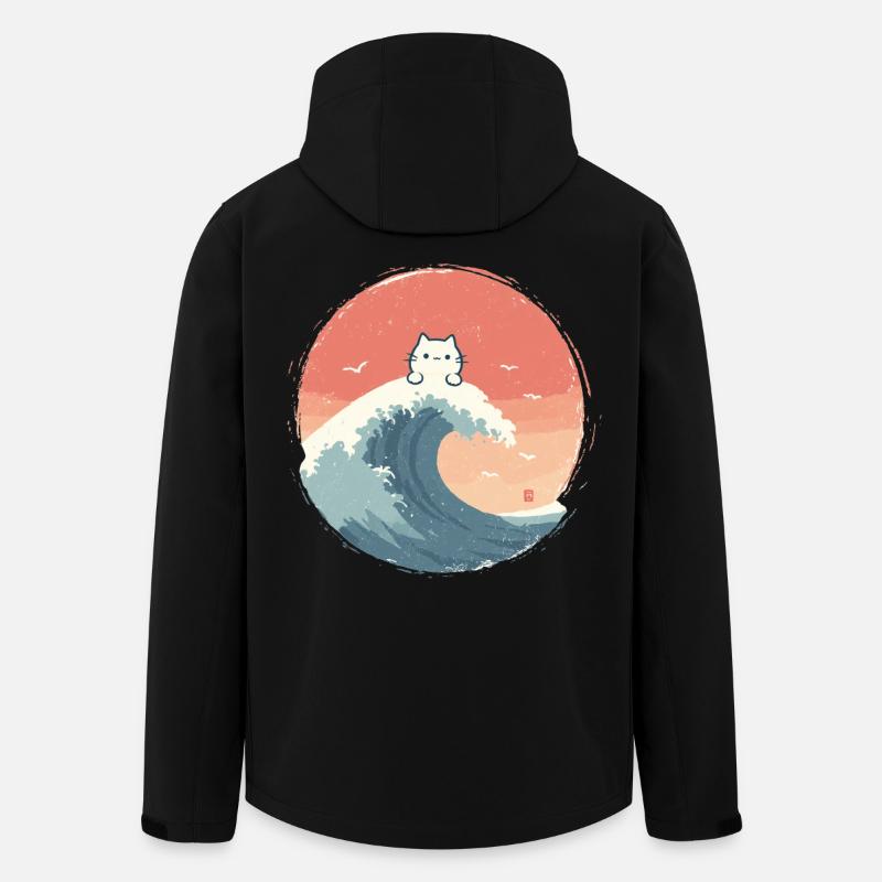 Cat wave at the evening sea - Men’s Recycled Softshell Jacket by Stanley/Stella - black
