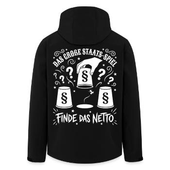 Das Große Staats Spiel - Recycelte Männer Softshell-Jacke von Stanley/Stella - Schwarz - Hinten - AI Model Male 185 light (185cm)