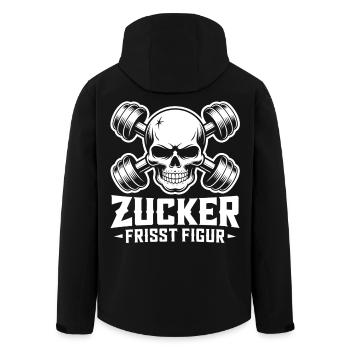 Zucker frisst Figur Schädel Hanteln - Recycelte Männer Softshell-Jacke von Stanley/Stella - Schwarz - Hinten - AI Model Male 185 light (185cm)