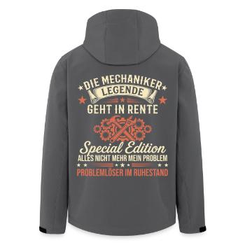 Mechanic Legend in Retirement - Retirement Gift - Men’s Recycled Softshell Jacket by Stanley/Stella - black - Back - AI Model Male 185 light (185cm)