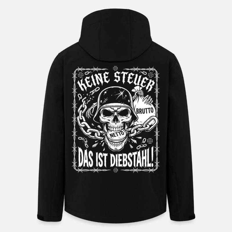 Pas d’impôt. C’est du vol, crâne - Veste softshell homme en polyester recyclé Stanley/Stella - noir