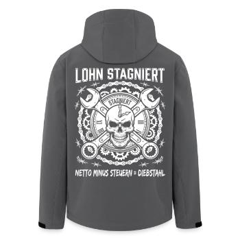 Les salaires stagnent net moins fort, les impôts sont du vol - Veste softshell homme en polyester recyclé Stanley/Stella - noir - Dos - AI Model Male 185 light (185cm)