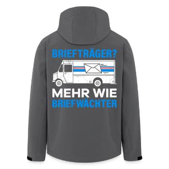 Briefträger BRIEFTRÄGER MEHR WIE BRIEFWÄCHTER - Recycelte Männer Softshell-Jacke von Stanley/Stella - Schwarz - Hinten - AI Model Male 185 light (185cm)