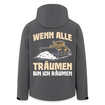 Schneeräumer WENN ALLE TRÄUMEN BIN ICH RÄUMEN - Recycelte Männer Softshell-Jacke von Stanley/Stella - Schwarz - Hinten - AI Model Male 185 light (185cm)
