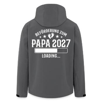 Annonce de grossesse future papa en 2027 - Veste softshell homme en polyester recyclé Stanley/Stella - noir - Dos - AI Model Male 185 light (185cm)