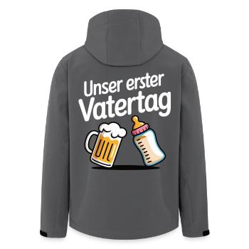 Unser erster Vatertag T-Shirt Geburt Papa - Recycelte Männer Softshell-Jacke von Stanley/Stella - Schwarz - Hinten - AI Model Male 185 light (185cm)