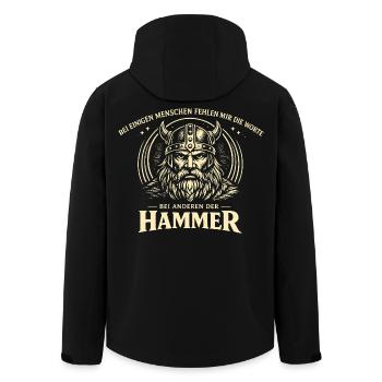 Some of them leave me at a loss for words | with others hammer! - Men’s Recycled Softshell Jacket by Stanley/Stella - black - Back - AI Model Male 185 light (185cm)