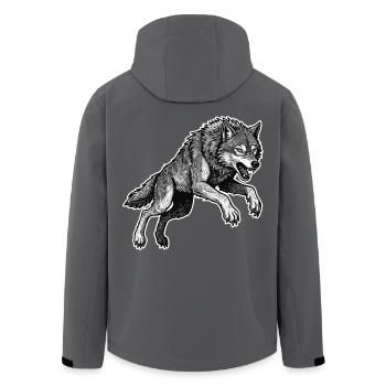 Wild Wolf Race Maskottchen Alpha Wolf - Recycelte Männer Softshell-Jacke von Stanley/Stella - Anthrazit - Hinten - AI Model Male 185 light (185cm)