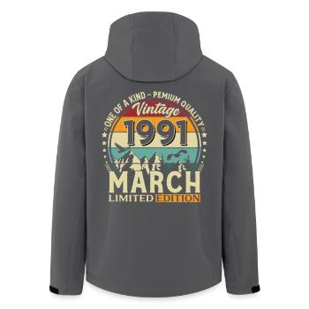 Cadeau du 35e anniversaire Mari Année Mars 1991 - Veste softshell homme en polyester recyclé Stanley/Stella - charbon - Dos - AI Model Male 185 light (185cm)