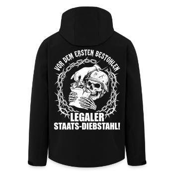 Legaler Staats Diebstahl Vor Dem Ersten Bestohlen - Recycelte Männer Softshell-Jacke von Stanley/Stella - Schwarz - Hinten - AI Model Male 185 light (185cm)