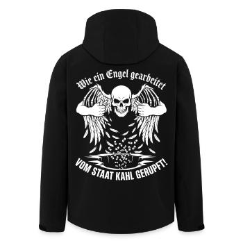 Wie Ein Engel Gearbeitet Vom Staat Kahl Gerupft - Recycelte Männer Softshell-Jacke von Stanley/Stella - Schwarz - Hinten - AI Model Male 185 light (185cm)