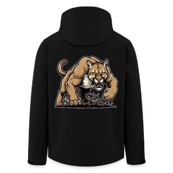 Cougar Mountain Lion Wild Mascot - Men’s Recycled Softshell Jacket by Stanley/Stella - black - Back - AI Model Male 185 light (185cm)