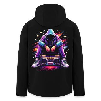 Retro 80er Boombox Illustration - Recycelte Männer Softshell-Jacke von Stanley/Stella - Schwarz - Hinten - AI Model Male 185 light (185cm)