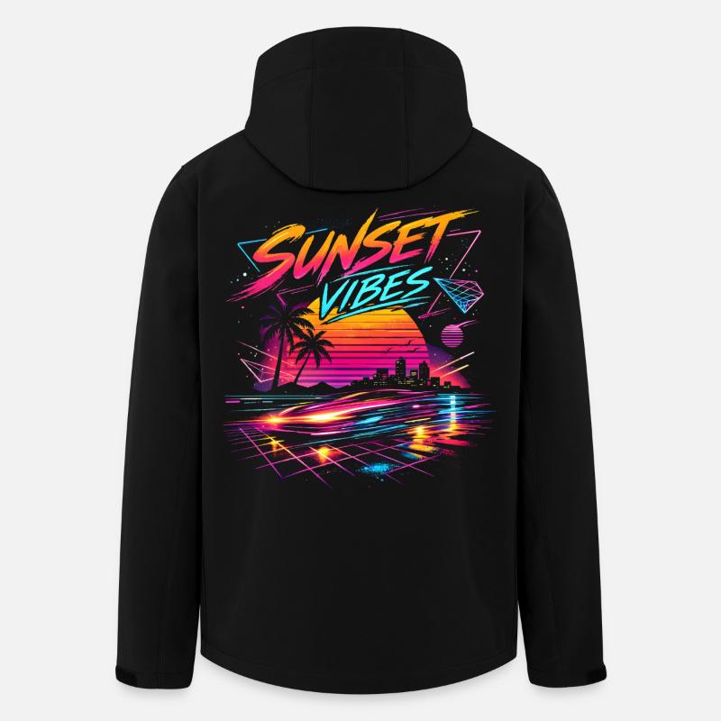Sunset Vibes 80s Neon Design - Men’s Recycled Softshell Jacket by Stanley/Stella - black