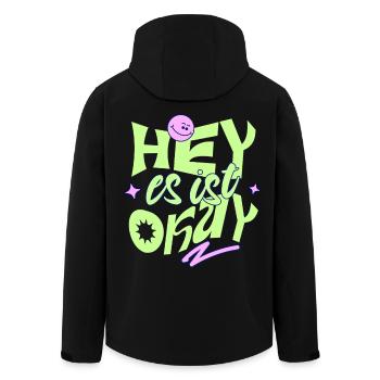 Hey, es ist okay – Retro Motivation Spruch - Recycelte Männer Softshell-Jacke von Stanley/Stella - Schwarz - Hinten - AI Model Male 185 light (185cm)