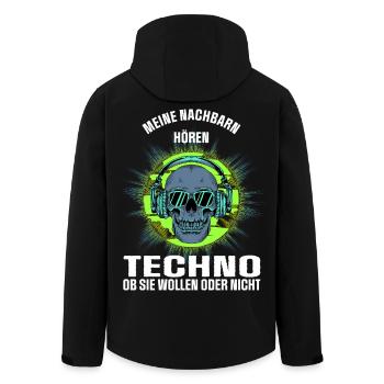 My neighbors listen to techno - Men’s Recycled Softshell Jacket by Stanley/Stella - black - Back - AI Model Male 185 light (185cm)