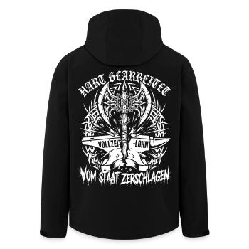 Hart Gearbeitet, Lohn Vom Staat Zerschlagen - Recycelte Männer Softshell-Jacke von Stanley/Stella - Schwarz - Hinten - AI Model Male 185 light (185cm)