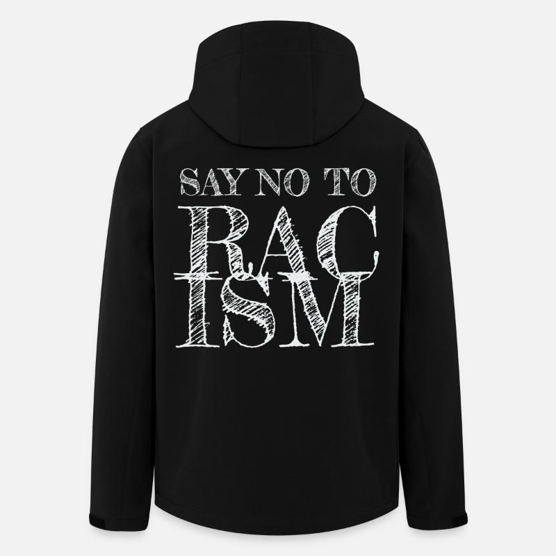 Dis non au racisme - Veste softshell homme en polyester recyclé Stanley/Stella - noir