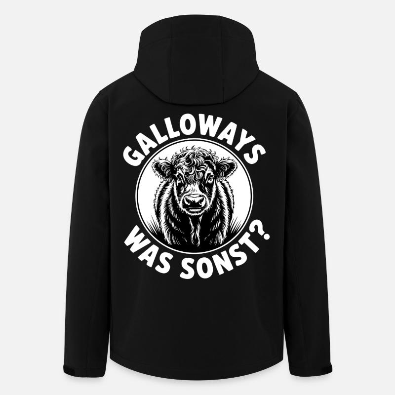 Galloway Kuh Kreisgrafik - Recycelte Männer Softshell-Jacke von Stanley/Stella - Schwarz