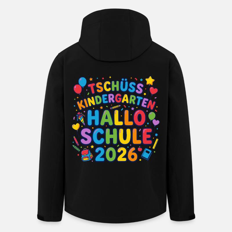 Tschüss Kindergarten Hallo Schule 2026 - Recycelte Männer Softshell-Jacke von Stanley/Stella - Schwarz