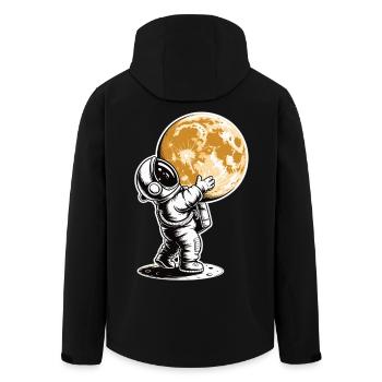 Astronaut Hugging Moon T-Shirt - Men’s Recycled Softshell Jacket by Stanley/Stella - black - Back - AI Model Male 185 light (185cm)