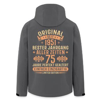 75. Geburtstag 1951 Jahrgang Legende Geschenk - Recycelte Männer Softshell-Jacke von Stanley/Stella - Schwarz - Hinten - AI Model Male 185 light (185cm)
