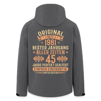 45. Geburtstag 1981 Jahrgang Legende Geschenk - Recycelte Männer Softshell-Jacke von Stanley/Stella - Schwarz - Hinten - AI Model Male 185 light (185cm)