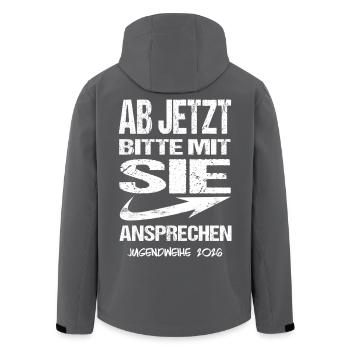 Jugendweihe - Jugendweihe 2026 - Recycelte Männer Softshell-Jacke von Stanley/Stella - Schwarz - Hinten - AI Model Male 185 light (185cm)