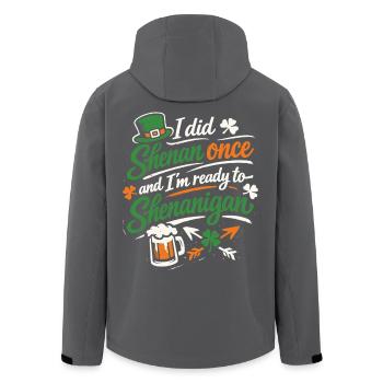 Prêt devant les bêtises | La Saint-Patrick - Veste softshell homme en polyester recyclé Stanley/Stella - noir - Dos - AI Model Male 185 light (185cm)