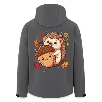 Sweet hedgehog with acorn autumn - Men’s Recycled Softshell Jacket by Stanley/Stella - black - Back - AI Model Male 185 light (185cm)