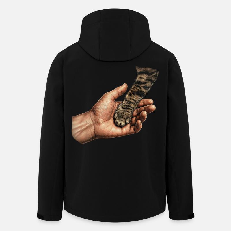 Katzenpfote Händchen Halten Motiv - Recycelte Männer Softshell-Jacke von Stanley/Stella - Schwarz