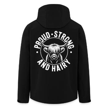 Highland Cow / Highland Beef – I Love Highlands - Men’s Recycled Softshell Jacket by Stanley/Stella - black - Back - AI Model Male 185 light (185cm)