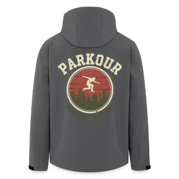 Retro Parkour Freerunning - Recycelte Männer Softshell-Jacke von Stanley/Stella - Schwarz - Hinten - AI Model Male 185 light (185cm)
