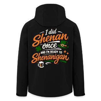 Prêt devant les bêtises | La Saint-Patrick - Veste softshell homme en polyester recyclé Stanley/Stella - noir - Dos - AI Model Male 185 light (185cm)