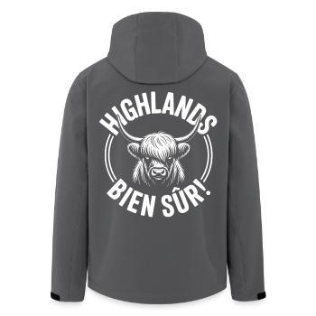 Schottische Highland-Kuh – Highland-Kuh - Recycelte Männer Softshell-Jacke von Stanley/Stella - Schwarz - Hinten - AI Model Male 185 light (185cm)