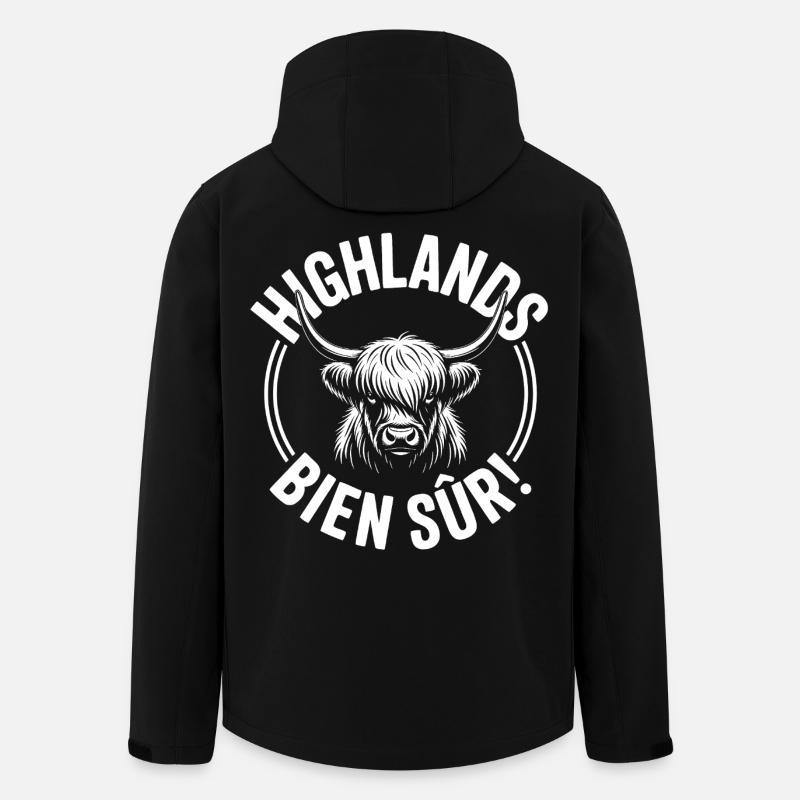 Vache Highland Écossaise – Highland Cow - Veste softshell homme en polyester recyclé Stanley/Stella - noir