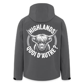 Schottische Highland-Kuh – Highland-Kuh - Recycelte Männer Softshell-Jacke von Stanley/Stella - Schwarz - Hinten - AI Model Male 185 light (185cm)