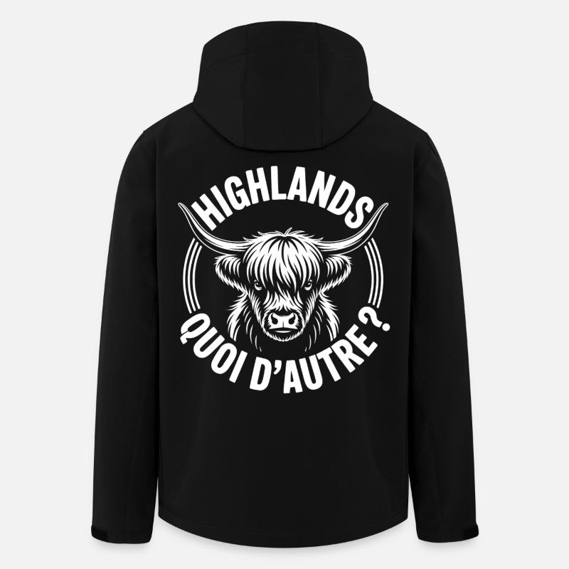 Vache Highland Écossaise – Highland Cow - Veste softshell homme en polyester recyclé Stanley/Stella - noir