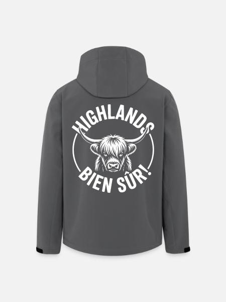 Highland Cow Bien Sûr - Veste softshell homme en polyester recyclé Stanley/Stella - noir