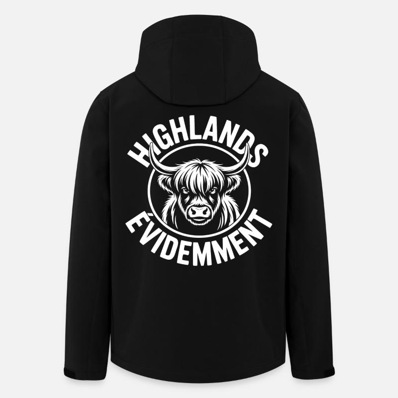 Vache Highland Écossaise – Highland Cow - Veste softshell homme en polyester recyclé Stanley/Stella - noir