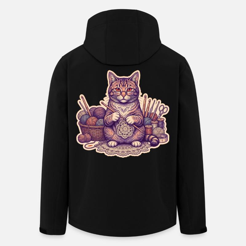 Häkel Katze Kätzchen Strickt - Recycelte Männer Softshell-Jacke von Stanley/Stella - Schwarz
