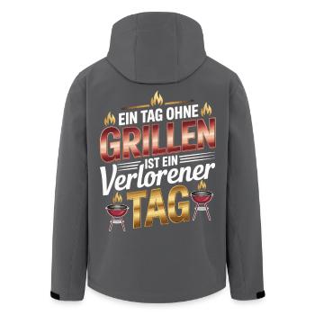 Ein Tag Ohne Grillen Ist Ein Verlorener Tag - Recycelte Männer Softshell-Jacke von Stanley/Stella - Schwarz - Hinten - AI Model Male 185 light (185cm)