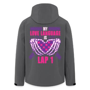 Autorennen Motorsport Love Language Is Lap 1 - Recycelte Männer Softshell-Jacke von Stanley/Stella - Schwarz - Hinten - AI Model Male 185 light (185cm)