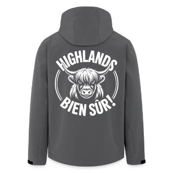 Highlands Bien Sûr – Vache Illustrée - Veste softshell homme en polyester recyclé Stanley/Stella - noir - Dos - AI Model Male 185 light (185cm)