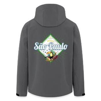Sao Paulo in Brasilien Vintage Design mit Tukan - Recycelte Männer Softshell-Jacke von Stanley/Stella - Schwarz - Hinten - AI Model Male 185 light (185cm)