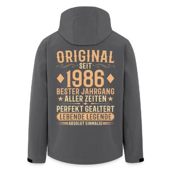 Original Jahrgang 1986 Baujahr Geburtstag - Recycelte Männer Softshell-Jacke von Stanley/Stella - Schwarz - Hinten - AI Model Male 185 light (185cm)