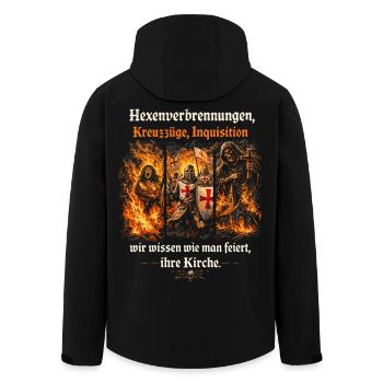 Hexenverbrennungen, Kreuzzüge, Inquisition - Recycelte Männer Softshell-Jacke von Stanley/Stella - Schwarz - Hinten - AI Model Male 185 light (185cm)