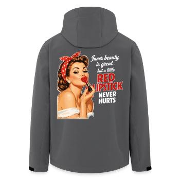 Pin-Up Girl Rétro Design : rouge à lèvres rouge - Veste softshell homme en polyester recyclé Stanley/Stella - noir - Dos - AI Model Male 185 light (185cm)