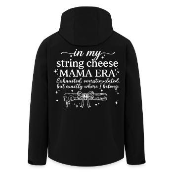 String Cheese Mama Exhausted But Happy Shirt - Men’s Recycled Softshell Jacket by Stanley/Stella - black - Back - AI Model Male 185 light (185cm)